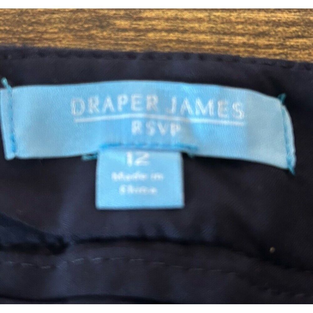 Draper James Straight Wool Blend Plaid Pant in Navy Gold Size 12 Preppy Classic - Picture 5 of 6